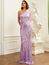 Load image into Gallery viewer, Sequin One-Sleeve Floor-Length Dress
