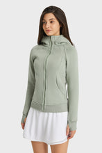 Load image into Gallery viewer, Zip Up Seam Detail Hooded Sports Jacket