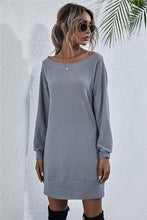 Load image into Gallery viewer, Waffle-Knit Boat Neck Mini Dress