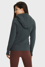Load image into Gallery viewer, Zip Up Seam Detail Hooded Sports Jacket