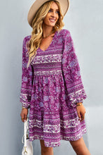 Load image into Gallery viewer, Bohemian V-Neck Balloon Sleeve Dress