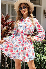 Load image into Gallery viewer, Floral Buttoned Puff Sleeve Tiered Dress