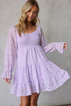 Load image into Gallery viewer, Leopard Applique Flounce Sleeve Smocked Tiered Dress