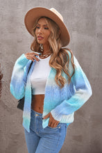 Load image into Gallery viewer, Tie-Dye Cable-Knit Raglan Sleeve Open Front Cardigan