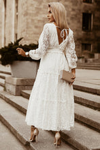Load image into Gallery viewer, Puff Sleeve Tie-Back Lace Surplice Dress