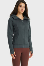 Load image into Gallery viewer, Zip Up Seam Detail Hooded Sports Jacket
