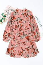 Load image into Gallery viewer, Floral Buttoned Puff Sleeve Tiered Dress