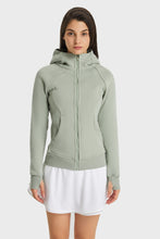 Load image into Gallery viewer, Zip Up Seam Detail Hooded Sports Jacket