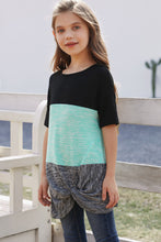 Load image into Gallery viewer, Girls Color Block Twisted Tunic Tee