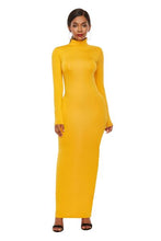 Load image into Gallery viewer, Mock Neck Long Sleeve Maxi Slim Dress