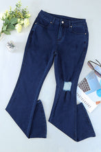 Load image into Gallery viewer, Side Slit Distressed Flare Jeans