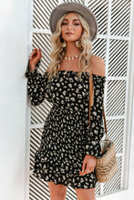Load image into Gallery viewer, Ditsy Floral Off-Shoulder Flounce Sleeve Dress