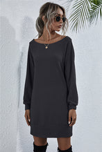 Load image into Gallery viewer, Waffle-Knit Boat Neck Mini Dress