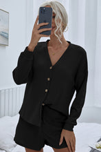 Load image into Gallery viewer, Waffle Button Front Top and Shorts Lounge Set