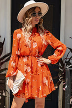 Load image into Gallery viewer, Floral Buttoned Puff Sleeve Tiered Dress