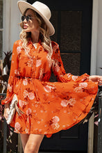Load image into Gallery viewer, Floral Buttoned Puff Sleeve Tiered Dress
