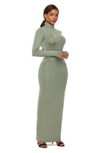 Load image into Gallery viewer, Mock Neck Long Sleeve Maxi Slim Dress