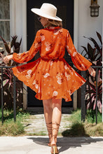 Load image into Gallery viewer, Floral Buttoned Puff Sleeve Tiered Dress