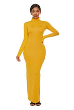 Load image into Gallery viewer, Mock Neck Long Sleeve Maxi Slim Dress