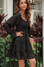 Load image into Gallery viewer, Leopard Applique Flounce Sleeve Smocked Tiered Dress