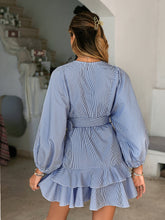 Load image into Gallery viewer, Gingham Button Front Belted Layered Dress