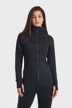 Load image into Gallery viewer, Zip Up Seam Detail Hooded Sports Jacket