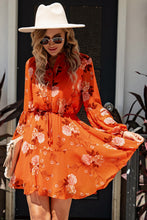 Load image into Gallery viewer, Floral Buttoned Puff Sleeve Tiered Dress