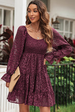 Load image into Gallery viewer, Leopard Applique Flounce Sleeve Smocked Tiered Dress