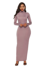 Load image into Gallery viewer, Mock Neck Long Sleeve Maxi Slim Dress