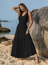 Load image into Gallery viewer, V-Neck Tie Shoulder Crochet Maxi Dress