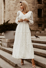 Load image into Gallery viewer, Puff Sleeve Tie-Back Lace Surplice Dress