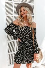 Load image into Gallery viewer, Ditsy Floral Off-Shoulder Flounce Sleeve Dress