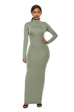 Load image into Gallery viewer, Mock Neck Long Sleeve Maxi Slim Dress