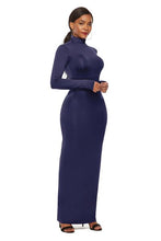 Load image into Gallery viewer, Mock Neck Long Sleeve Maxi Slim Dress