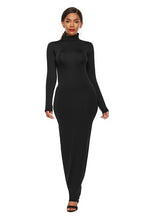Load image into Gallery viewer, Mock Neck Long Sleeve Maxi Slim Dress