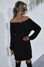 Load image into Gallery viewer, Waffle-Knit Boat Neck Mini Dress
