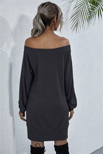 Load image into Gallery viewer, Waffle-Knit Boat Neck Mini Dress
