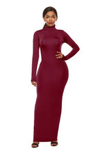 Load image into Gallery viewer, Mock Neck Long Sleeve Maxi Slim Dress