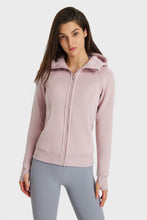 Load image into Gallery viewer, Zip Up Seam Detail Hooded Sports Jacket