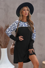 Load image into Gallery viewer, Leopard Spliced Round Neck Dress