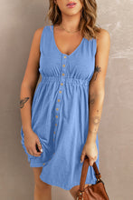 Load image into Gallery viewer, Sleeveless Button Down Mini Dress