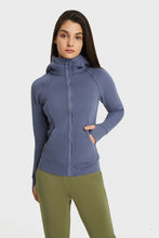 Load image into Gallery viewer, Zip Up Seam Detail Hooded Sports Jacket