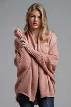 Load image into Gallery viewer, Dolman Sleeve Open Front Ribbed Trim Longline Cardigan