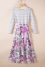 Load image into Gallery viewer, Belted Mixed Print Long Sleeve Dress