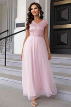 Load image into Gallery viewer, Sequin V-Neck Mesh Maxi Dress