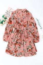 Load image into Gallery viewer, Floral Buttoned Puff Sleeve Tiered Dress