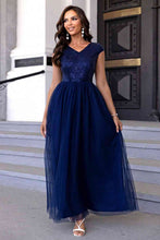 Load image into Gallery viewer, Sequin V-Neck Mesh Maxi Dress