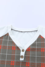 Load image into Gallery viewer, Plaid Contrast Buttoned Top and Pants Loungewear Set