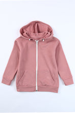 Load image into Gallery viewer, Girls Zip-Up Drawstring Hooded Jacket with Pockets