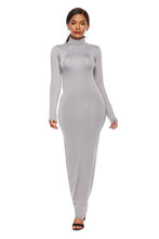 Load image into Gallery viewer, Mock Neck Long Sleeve Maxi Slim Dress